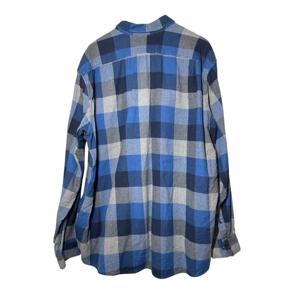 Eddie Bauer Mens Plaid Flannel Shirt Heavyweight Blue Size 2XL XXL Relaxed Fit - Picture 2 of 3